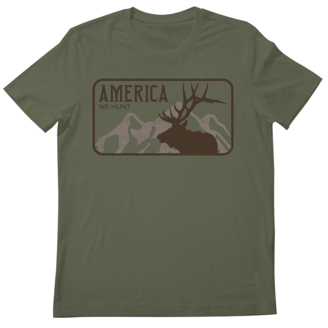 Rural Cloth Shirts America We Hunt Elk Tee-Military Green Frost