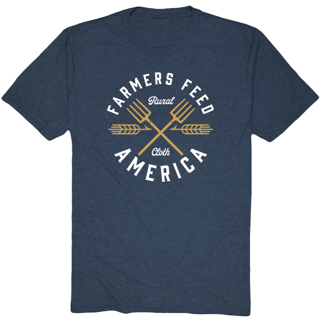 Rural Cloth Shirts Pitchfork Tee-Heather Navy