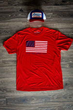 Rural Cloth Shirts Rural America Flag-Classic Red