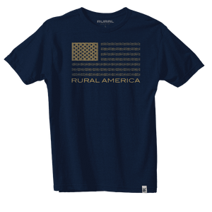 Rural Cloth Shirts Rural America Wheat Flag - Navy Blue