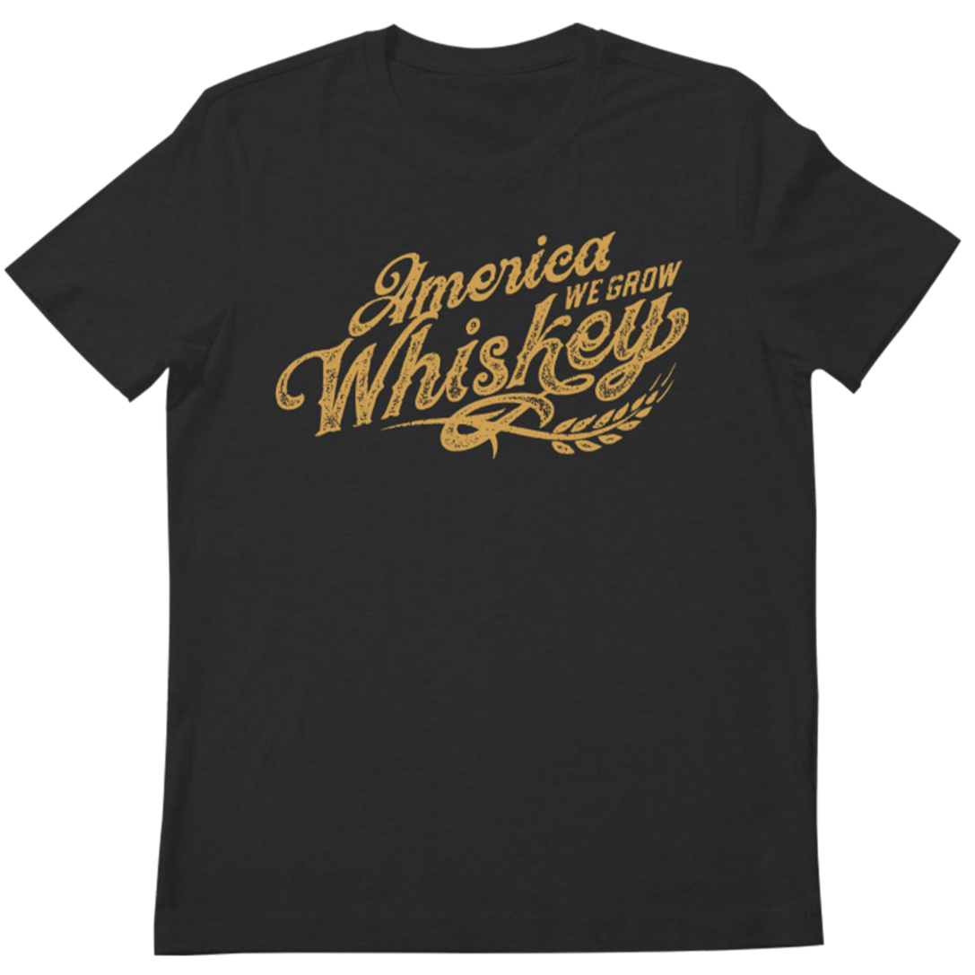Rural Cloth Shirts We Grow Whiskey Script Tee-Black
