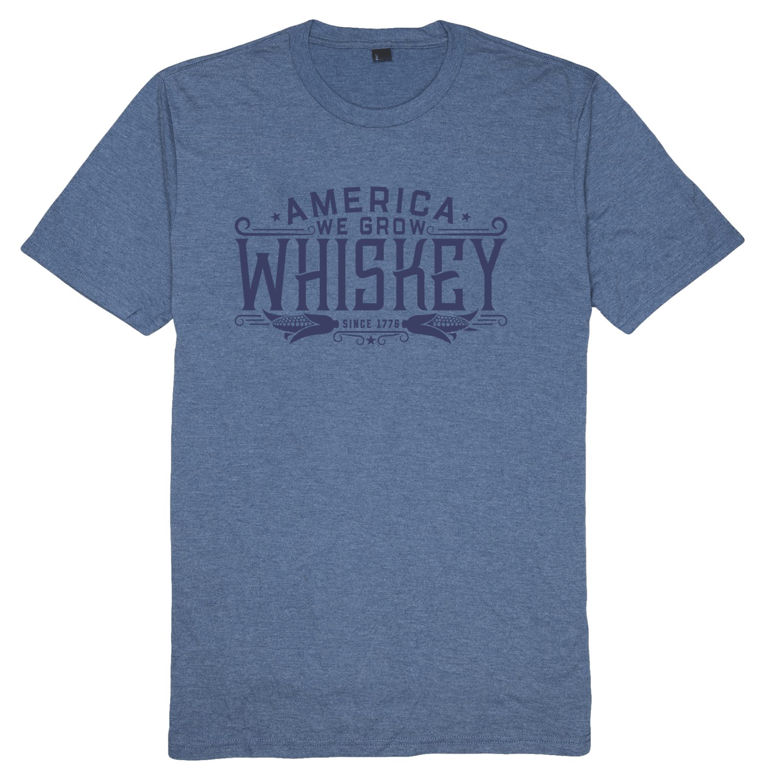 Rural Cloth Shirts We Grow Whiskey Tee-Heathered Neptune Blue