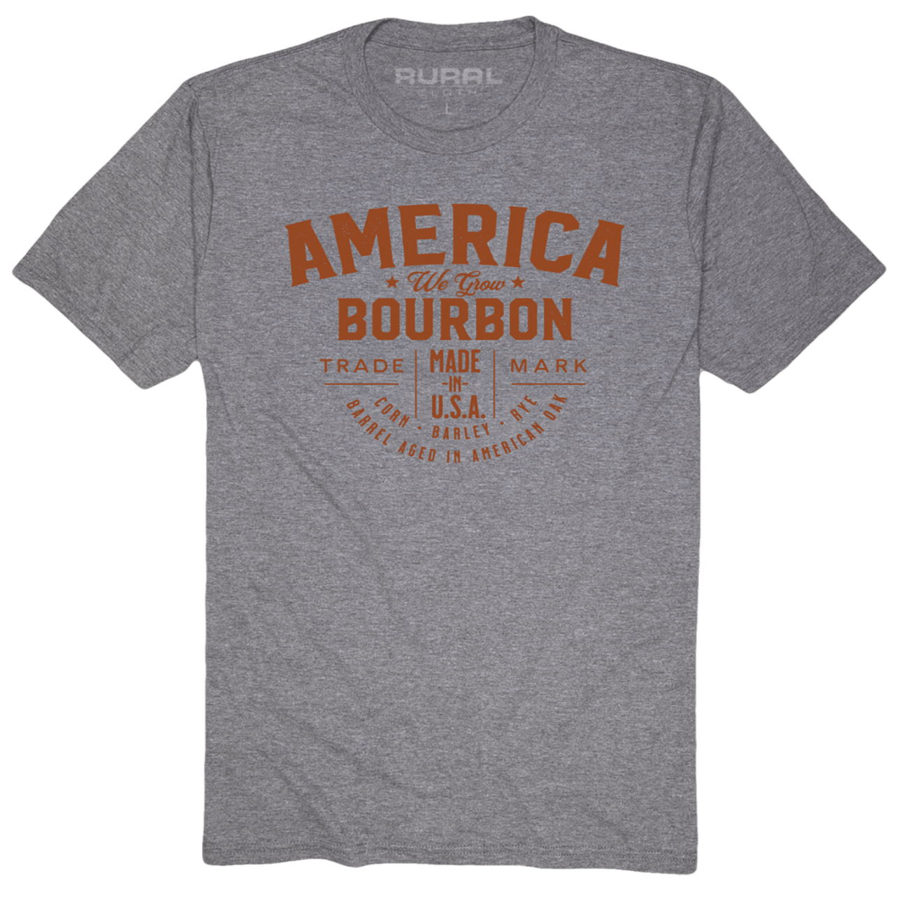Rural Cloth T-Shirt America We Grow Bourbon Tee-Heathered Gray