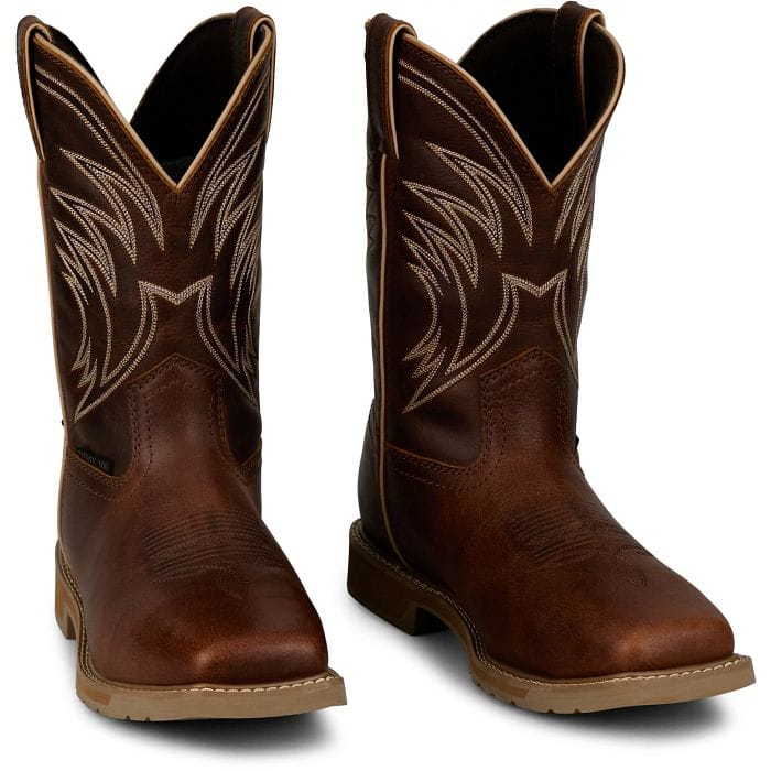 Russell's Western Wear, Inc. Boots Justin Men's Pecan Brown Stampede Daywork Waterproof Steel Toe Work Boots SE4243