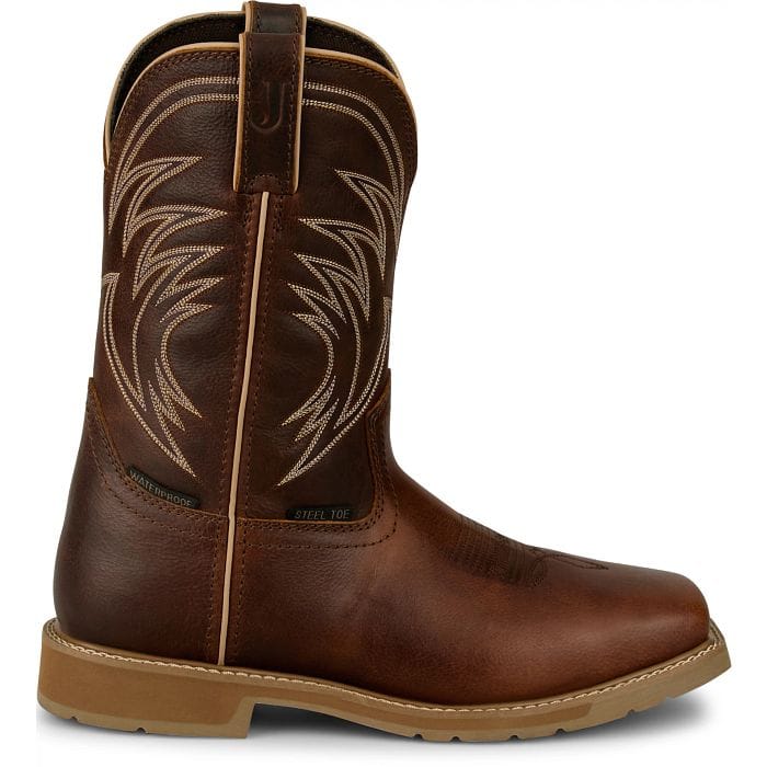 Russell's Western Wear, Inc. Boots Justin Men's Pecan Brown Stampede Daywork Waterproof Steel Toe Work Boots SE4243