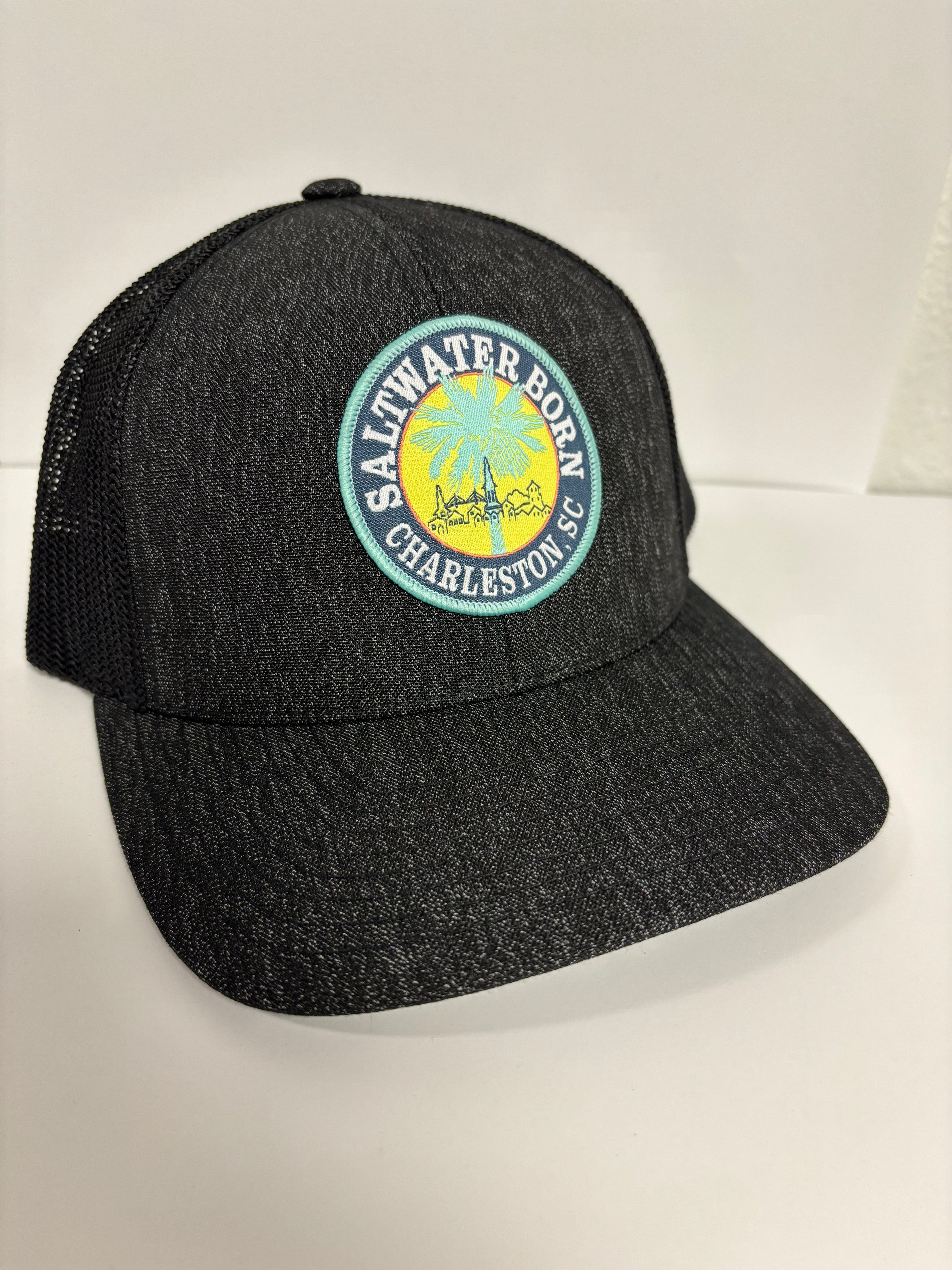 Saltwater Born Accessories L/XL / BLACK HEATHER/BLACK Charleston, SC Flexfit Hat