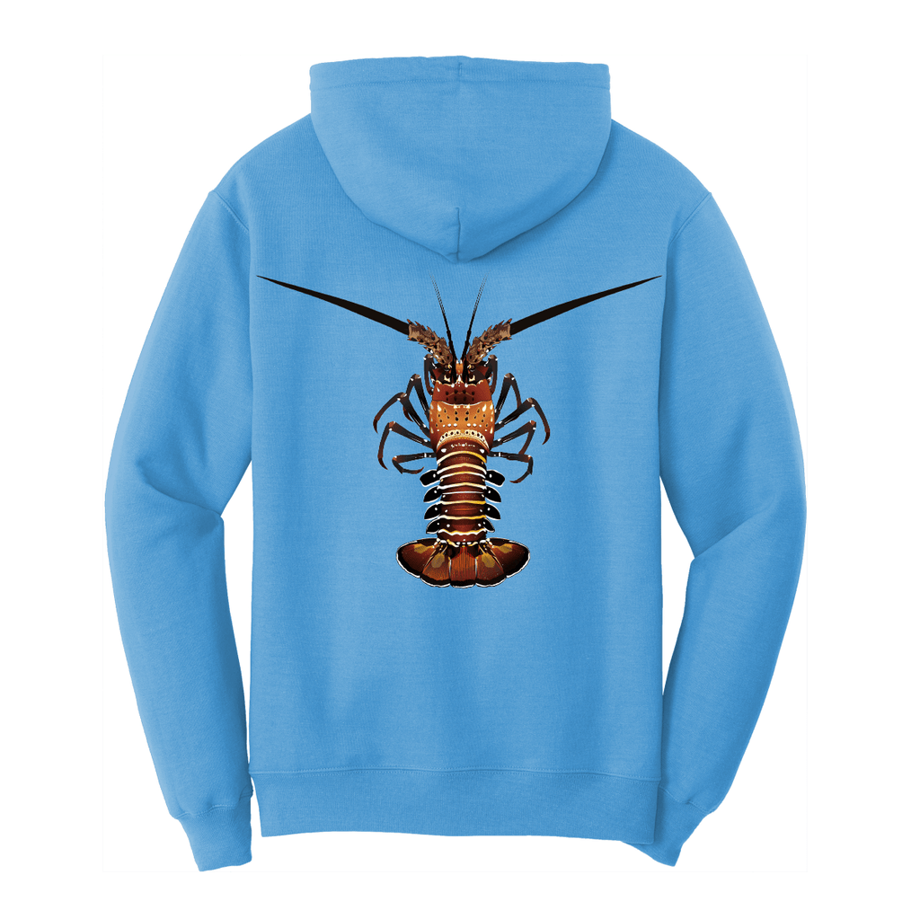 Saltwater Born Cotton Hoodie S / AQUATIC BLUE Florida Keys Realistic Lobster Cotton Hoodie