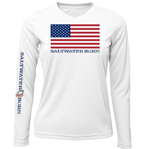 Saltwater Born Shirts American Flag Long Sleeve UPF 50+ Dry-Fit Shirt