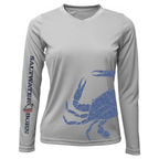SALTWATER BORN Shirts Blue Crab Wrap Women's Long Sleeve UPF 50+ Dry-Fit Shirt