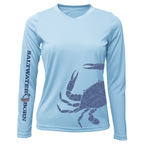 SALTWATER BORN Shirts Blue Crab Wrap Women's Long Sleeve UPF 50+ Dry-Fit Shirt