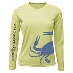 SALTWATER BORN Shirts Blue Crab Wrap Women's Long Sleeve UPF 50+ Dry-Fit Shirt