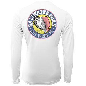 Saltwater Born Shirts Key West, FL "Born On The Saltwater" Girl's Long Sleeve UPF 50+ Dry-Fit Shirt