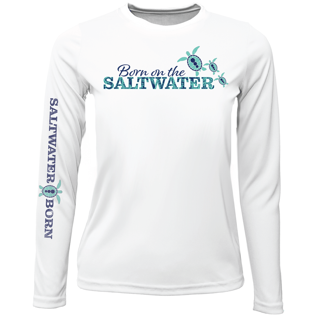 Saltwater Born Shirts Key West, FL "Born On The Saltwater" Girl's Long Sleeve UPF 50+ Dry-Fit Shirt