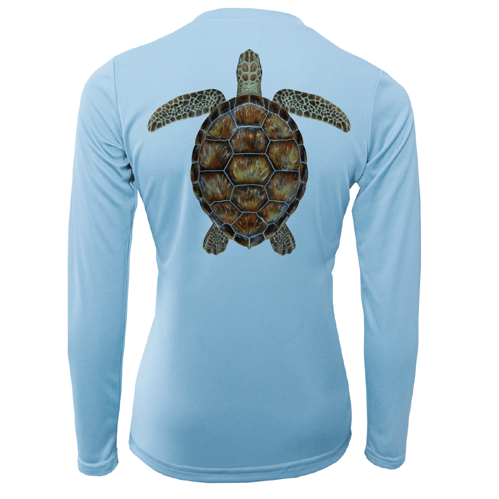 Saltwater Born Shirts Key West Realistic Turtle Women's Long Sleeve UPF 50+ Dry-Fit Shirt