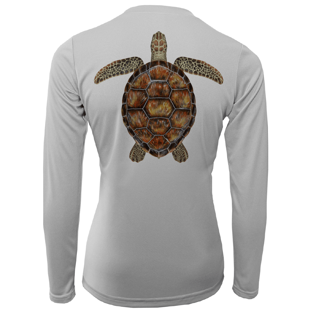 Saltwater Born Shirts Key West Realistic Turtle Women's Long Sleeve UPF 50+ Dry-Fit Shirt