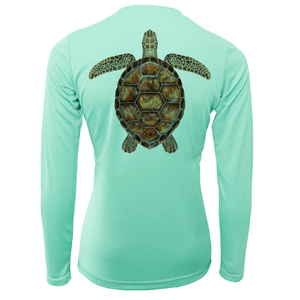 Saltwater Born Shirts Key West Realistic Turtle Women's Long Sleeve UPF 50+ Dry-Fit Shirt