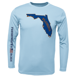 Saltwater Born Shirts M / ICE BLUE Orange and Blue Freshwater Born Men's Long Sleeve UPF 50+ Dry-Fit Shirt
