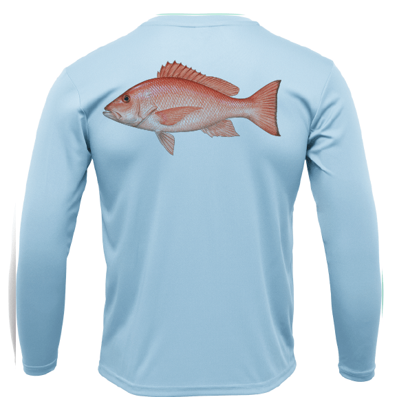 Saltwater Born Shirts M / ICE BLUE Siesta Key Snapper Long Sleeve UPF 50+ Dry-Fit Shirt