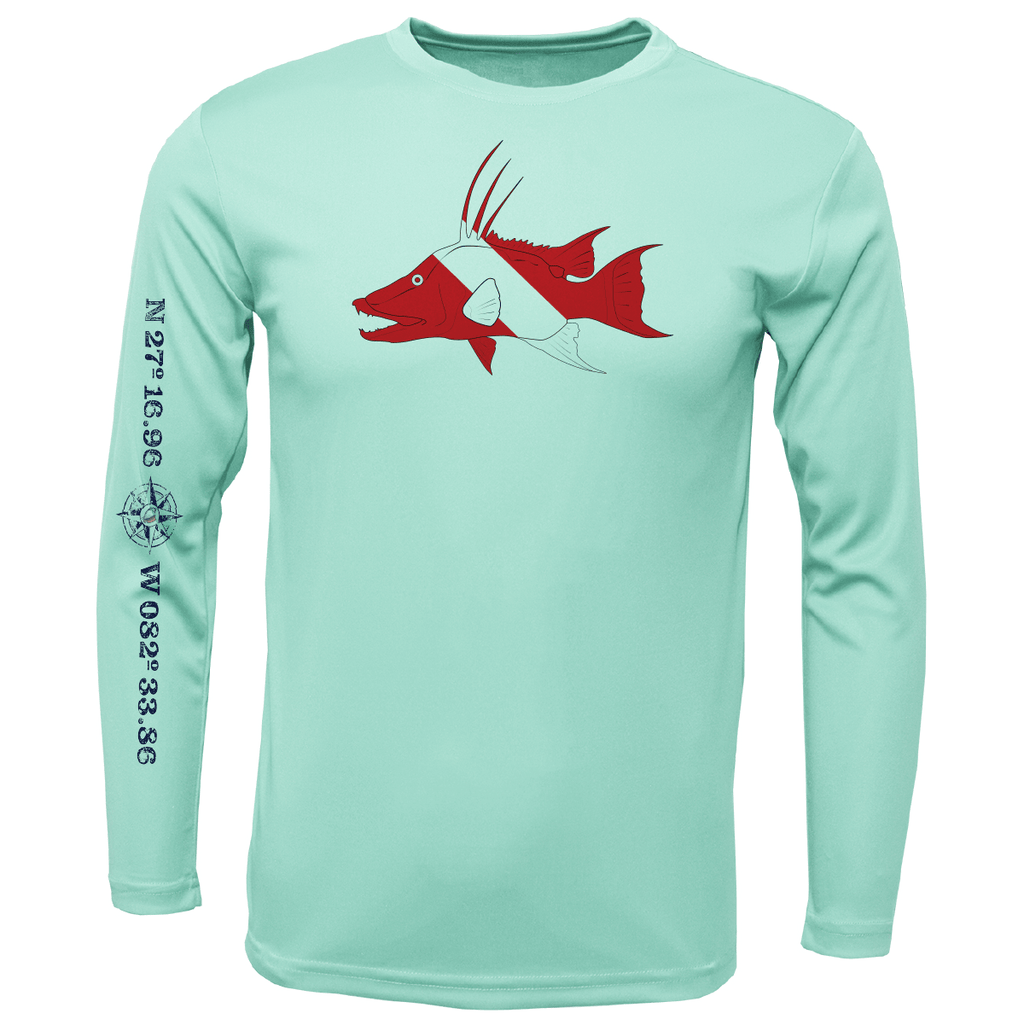 Saltwater Born Shirts M / SEAFOAM Siesta Key, FL Hogfish Diver Long Sleeve UPF 50+ Dry-Fit Shirt