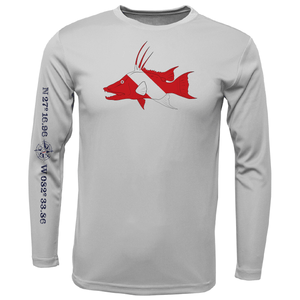 Saltwater Born Shirts M / SILVER Siesta Key, FL Hogfish Diver Long Sleeve UPF 50+ Dry-Fit Shirt