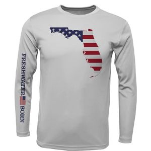 Saltwater Born Shirts M / SILVER State of Florida USA Freshwater Born Men's Long Sleeve UPF 50+ Dry-Fit Shirt