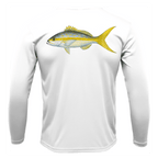 Saltwater Born Shirts M / WHITE Siesta Key Yellowtail Long Sleeve UPF 50+ Dry-Fit Shirt