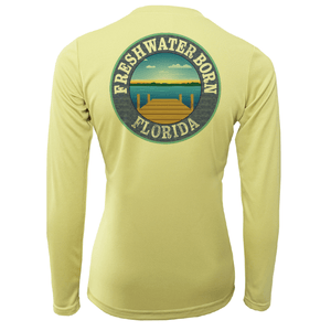 Saltwater Born Shirts Miami Orange and Green Freshwater Born Women's Long Sleeve UPF 50+ Dry-Fit Shirt