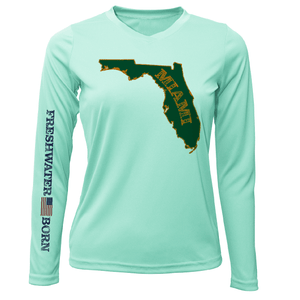 Saltwater Born Shirts Miami Orange and Green Freshwater Born Women's Long Sleeve UPF 50+ Dry-Fit Shirt