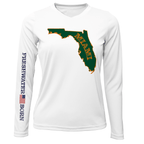 Saltwater Born Shirts Miami Orange and Green Freshwater Born Women's Long Sleeve UPF 50+ Dry-Fit Shirt