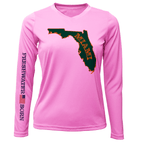 Saltwater Born Shirts Miami Orange and Green Freshwater Born Women's Long Sleeve UPF 50+ Dry-Fit Shirt