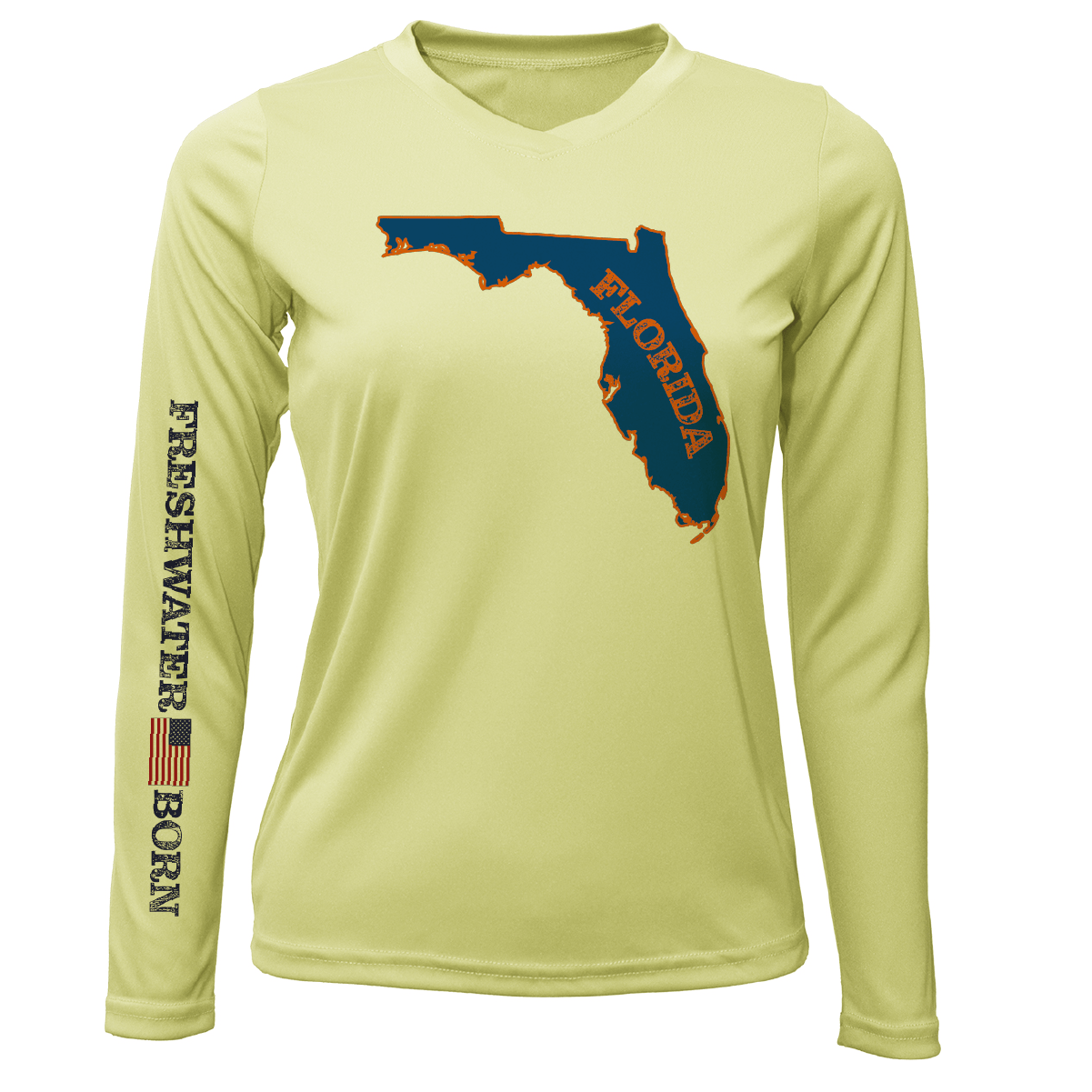 Saltwater Born Shirts Orange and Blue Freshwater Born Women's Long Sleeve UPF 50+ Dry-Fit Shirt