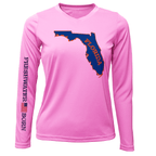 Saltwater Born Shirts Orange and Blue Freshwater Born Women's Long Sleeve UPF 50+ Dry-Fit Shirt