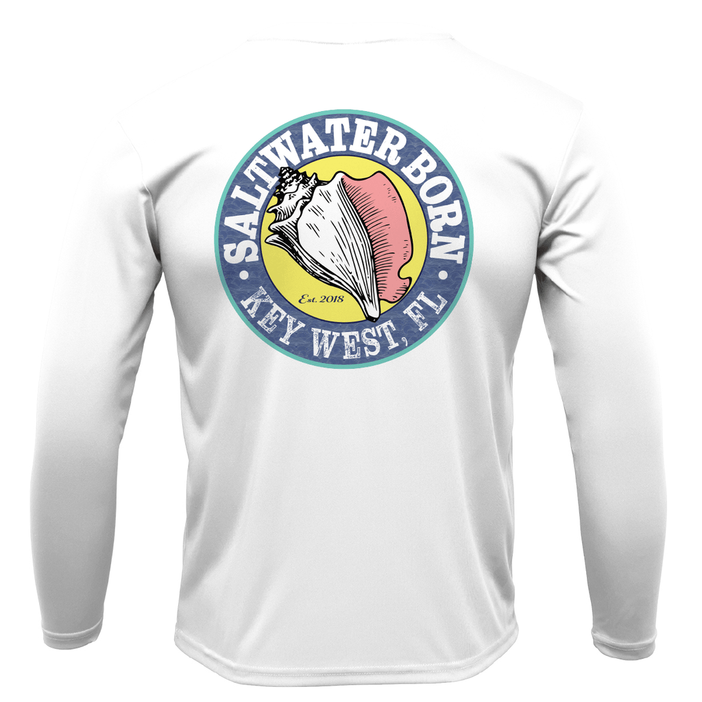 Saltwater Born Shirts Orange and Blue Key West, FL Long Sleeve UPF 50+ Dry-Fit Shirt