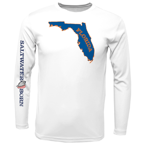 Saltwater Born Shirts Orange and Blue Key West, FL Long Sleeve UPF 50+ Dry-Fit Shirt