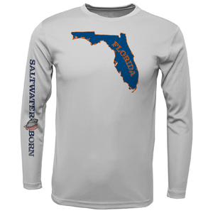 Saltwater Born Shirts Orange and Blue Key West, FL Long Sleeve UPF 50+ Dry-Fit Shirt