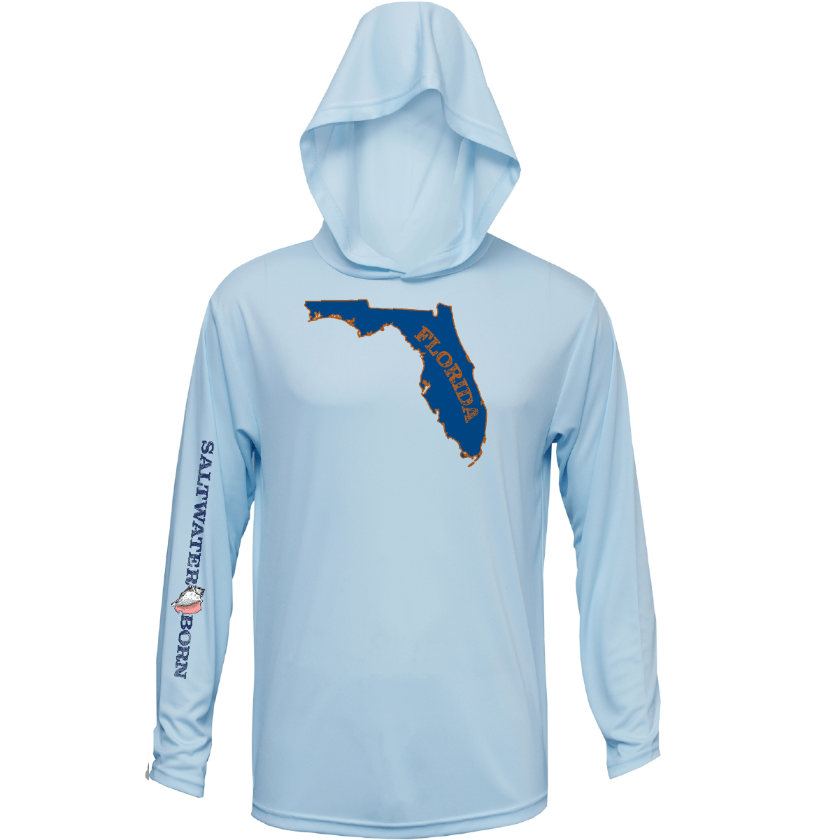 Saltwater Born Shirts Orange and Blue Long Sleeve UPF 50+ Dry-Fit Hoodie