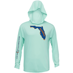 Saltwater Born Shirts Orange and Blue Long Sleeve UPF 50+ Dry-Fit Hoodie