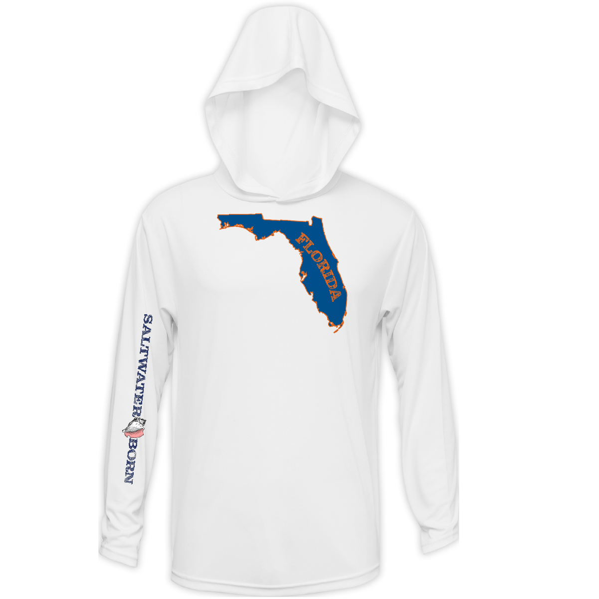 Saltwater Born Shirts Orange and Blue Long Sleeve UPF 50+ Dry-Fit Hoodie