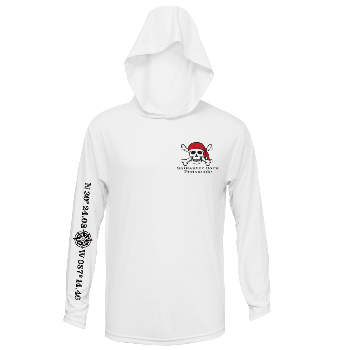 Saltwater Born Shirts Pensacola, FL "All for Rum and Rum for All" Long Sleeve UPF 50+ Dry-Fit Hoodie