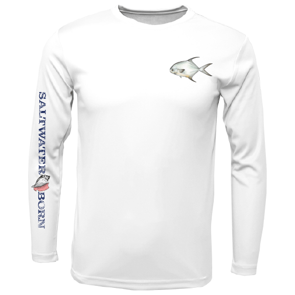 Saltwater Born Shirts Permit on Chest Long Sleeve UPF 50+ Dry-Fit Shirt