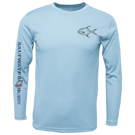 Saltwater Born Shirts Permit on Chest Long Sleeve UPF 50+ Dry-Fit Shirt