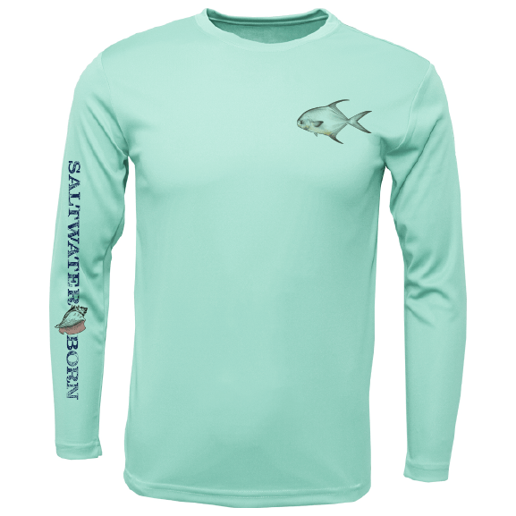 Saltwater Born Shirts Permit on Chest Long Sleeve UPF 50+ Dry-Fit Shirt