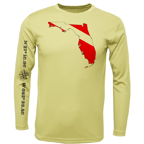 Saltwater Born Shirts S / CANARY Siesta Key, FL Florida Diver Long Sleeve UPF 50+ Dry-Fit Shirt
