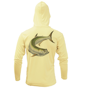 Saltwater Born Shirts S / CANARY Tarpon Springs, FL Action Tarpon Long Sleeve UPF 50+ Dry-Fit Hoodie