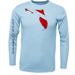Saltwater Born Shirts S / ICE BLUE Siesta Key, FL Florida Diver Long Sleeve UPF 50+ Dry-Fit Shirt