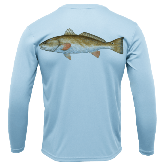 Saltwater Born Shirts S / ICE BLUE Siesta Key, FL Redfish Long Sleeve UPF 50+ Dry-Fit Shirt