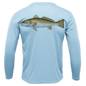 Saltwater Born Shirts S / ICE BLUE Siesta Key, FL Redfish Long Sleeve UPF 50+ Dry-Fit Shirt