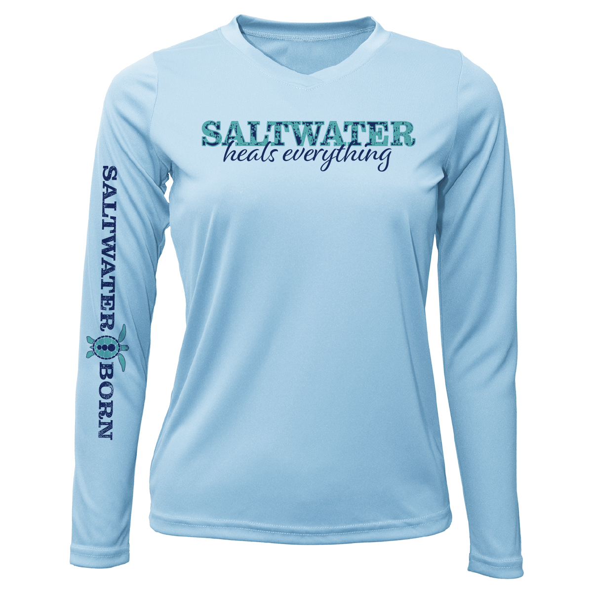 Saltwater Born Shirts S / ICE BLUE Siesta Key "Saltwater Heals Everything" Long Sleeve UPF 50+ Dry-Fit Shirt