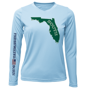 Saltwater Born Shirts S / ICE BLUE USF Green and Gold Freshwater Born Women's Long Sleeve UPF 50+ Dry-Fit Shirt