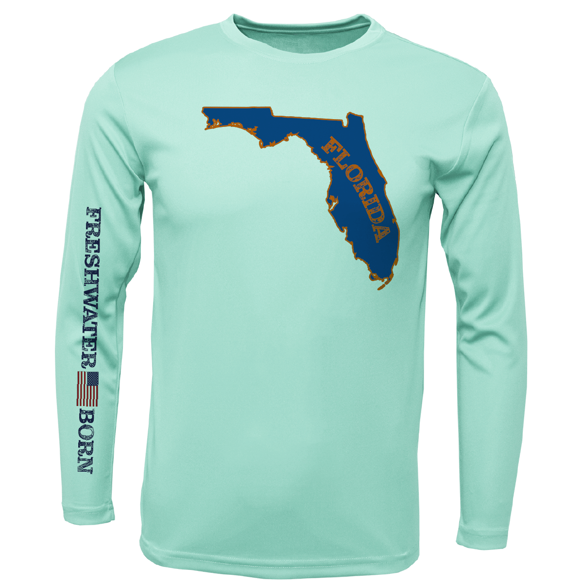Saltwater Born Shirts S / SEAFOAM Orange and Blue Freshwater Born Men's Long Sleeve UPF 50+ Dry-Fit Shirt